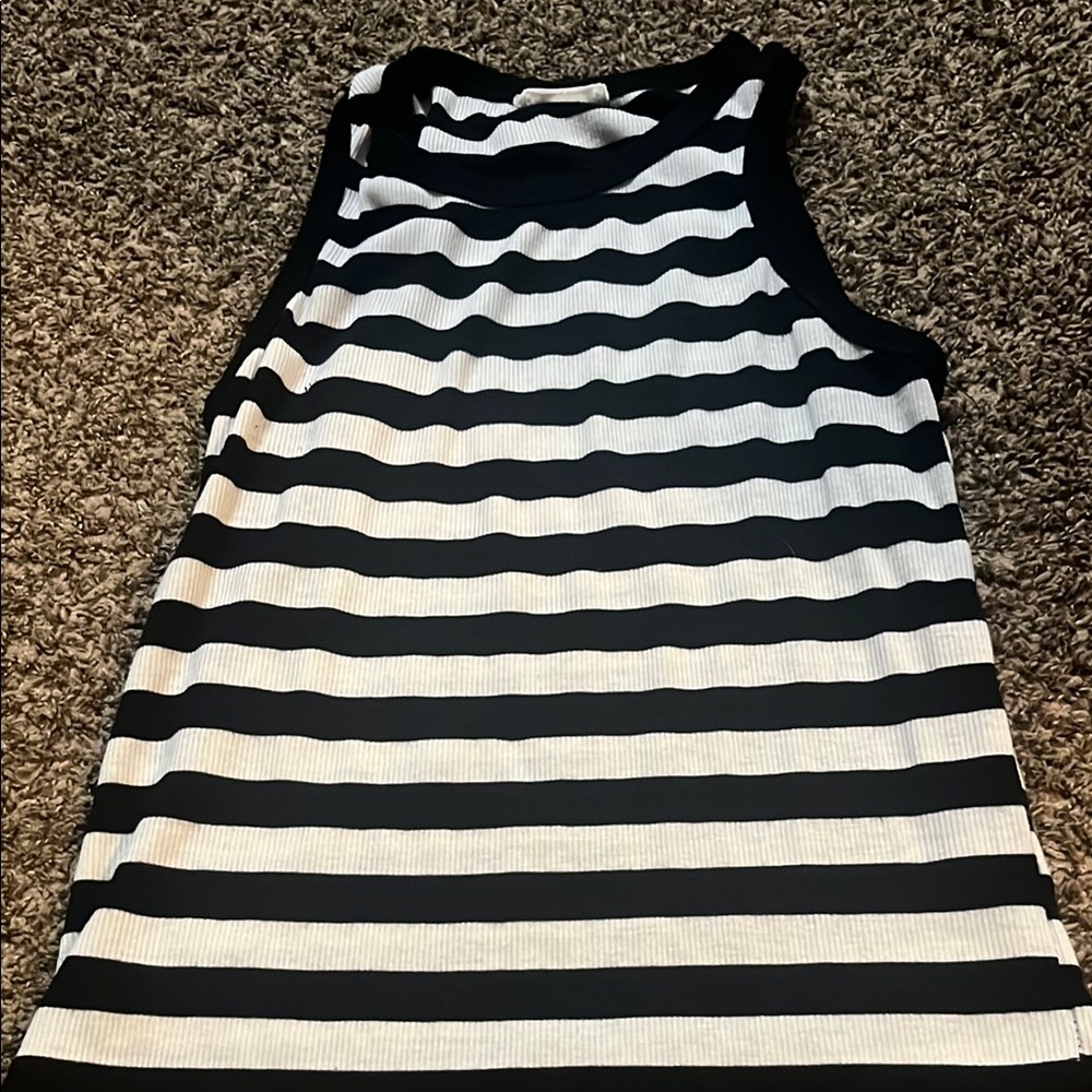 Striped Black and White Sleeveless Top